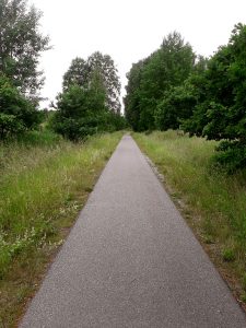 Banvall med gräs på båda sidor
